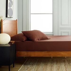 Quince European Linen Fitted Sheet Set - Queen Size Bordeaux Red NWOT